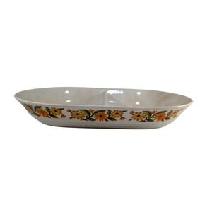 Vintage Capri Bake Serve n Store Stoneware‎ Divided Dish Floral Daisy Japan 12in